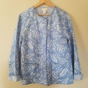 Reversible floral and striped quilted jacket